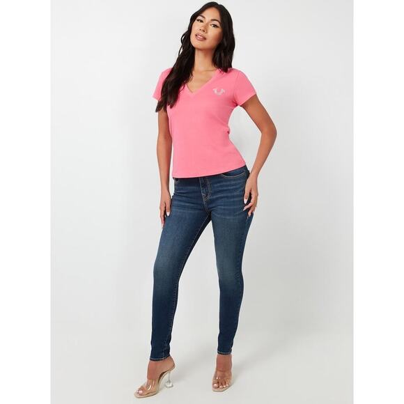 True Religion Women’s HALLE HIGH-WAISTED SUPER SKINNY BLUE DENIM JEANS | NEW!! - Picture 14 of 16